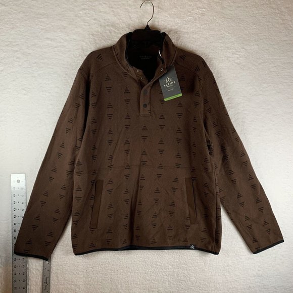 Alpine‎ Design Sweatshirts Mens Large Brown Rich Walnut Cotton Quarter Snap 7187 - Picture 1 of 8